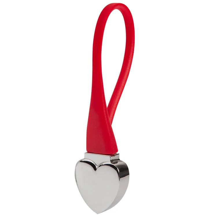 Llavero metálico con cuerda plástica personalizado como artículos promocionales de San Valentín para regalos empresariales.
