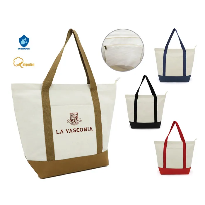 Bolsa de tela decorada con bordado para plasmar el logotipo y presencia de una marca.
