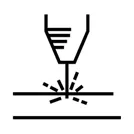 Icono que representa la técnica de grabado láser para artículos promocionales con detalles precisos.