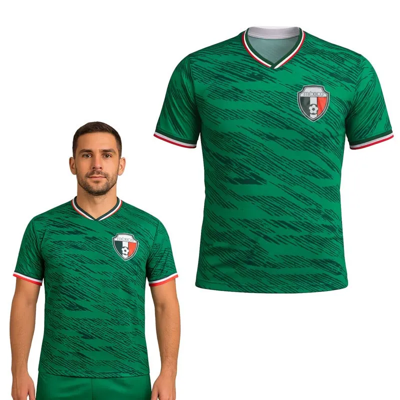 Hombre usando una camiseta deportiva personalizada mostrando cómo personalizar camisetas de fútbol con colores resistentes y excelente presentación.